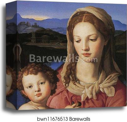 The Madonna and Child with St.Elisabeth and the Infant St. John the Baptist. Detail by Agnolo Bronzino, Canvas Print