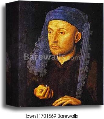 Man in a Blue Turban by Jan Van Eyck, Canvas Print