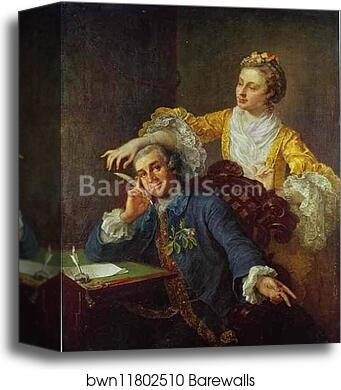 David Garrick with His Wife Eva-Maria Veigel "La Violette" or "Violette" by William Hogarth, Canvas Print