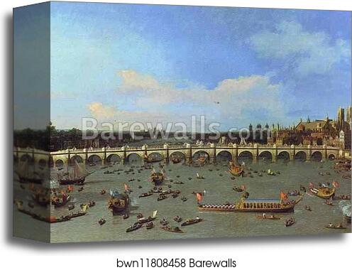 London: Westminster Bridge from the North on Lord Mayor's Day by Giovanni Antonio Canale, Called Canaletto, Canvas Print