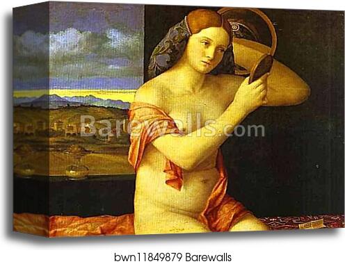 Young Woman Holding a Mirror by Giovanni Bellini, Canvas Print Young Woman Holding a Mirror by Giovanni Bellini, Canvas Print