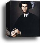 Portrait of Young Man in a Hat with a Feather by Agnolo Bronzino, Canvas Print