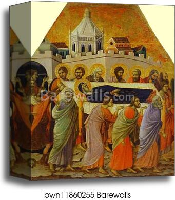 Maestà (front, crowning panels) The Funeral Procession. Detail by Duccio Di Buoninsegna, Canvas Print