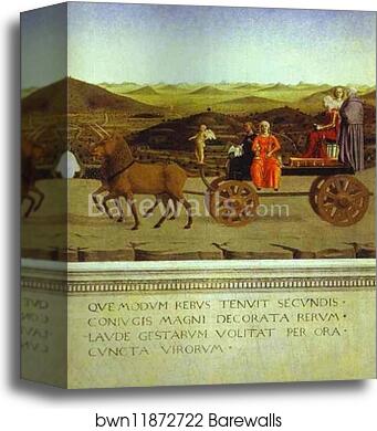 Allegorical Triumph of Federico da Mantefeltro. Reverse of Portraits of Batista Sforza by Piero Della Francesca, Canvas Print Allegorical Triumph of Federico da Mantefeltro. Reverse of Portraits of Batista Sforza by Piero Della Francesca, Canvas Print