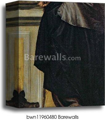 Holy Family with Saint John the Baptist, Saint Abthony Abbot, and Saint Catherine. Detail by Paolo Veronese, Canvas Print