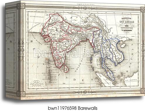 Hindoustan ou Inde en deca du Gange et Inde Transgangetique par V. Levasseur Geographe by Victor Jules Levasseur, Canvas Print