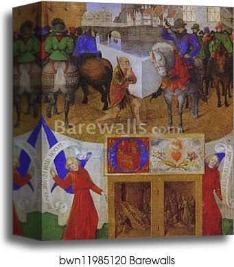 St. Martin. Miniature from the Book of Hours of Etienne Chevalier by Jean Fouquet, Canvas Print