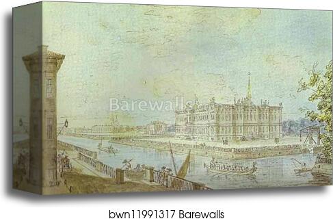 View of the Mikhailovsky Castle in St. Petersburg by Fedor Alekseev, Canvas Print