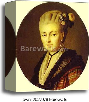 Portrait of a Young Woman in a Red Dress by Carl-Ludwig Johann Christineck, Canvas Print