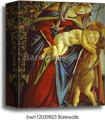 Madonna and Child and the young St. John the Baptist by Alessandro Botticelli, Canvas Print
