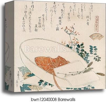 Myriad grasses shell (Chigusagai)from the series 'A shell-matching game with Genroku thirty-six linked verses (Genroku kasen kai-awase)' by Katsushika Hokusai, Canvas Print Myriad grasses shell (Chigusagai)from the series 'A shell-matching game with Genroku thirty-six linked verses (Genroku kasen kai-awase)' by Katsushika Hokusai, Canvas Print