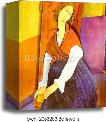 Portrait of Jeanne Hébuterne (1898 -1920), Common-Law Wife of Amedeo Modigliani by Amedeo Modigliani, Canvas Print
