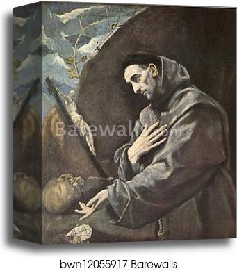 St. Francis in Meditation by El Greco, Canvas Print