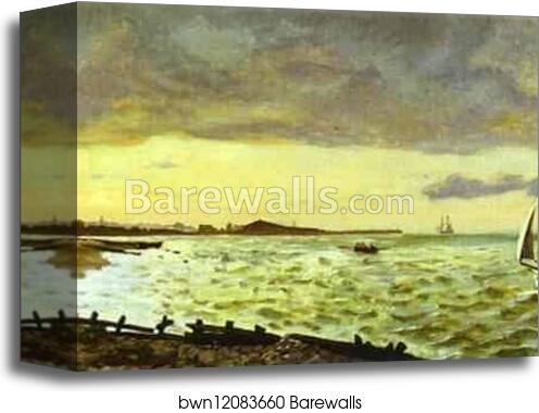 Beach at Sainte-Adresse by Frédéric Bazille, Canvas Print