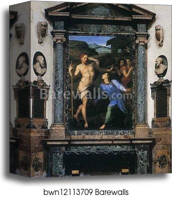 Montage showing the Noli me tengere in its original location by Agnolo Bronzino, Canvas Print Montage showing the Noli me tengere in its original location by Agnolo Bronzino, Canvas Print