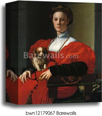 Portrait of a Lady with Dog by Agnolo Bronzino, Canvas Print Portrait of a Lady with Dog by Agnolo Bronzino, Canvas Print