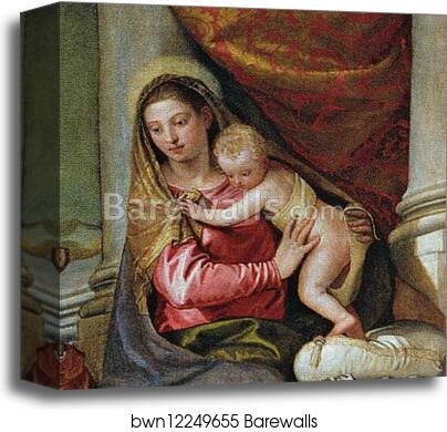 Holy Family with Saint John the Baptist, Saint Abthony Abbot, and Saint Catherine. Detail by Paolo Veronese, Canvas Print Holy Family with Saint John the Baptist, Saint Abthony Abbot, and Saint Catherine. Detail by Paolo Veronese, Canvas Print
