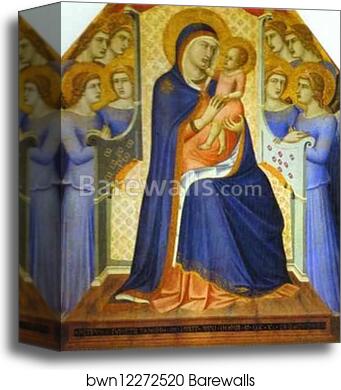 Madonna and Child Enthroned with Eight Angels by Pietro Lorenzetti, Canvas Print