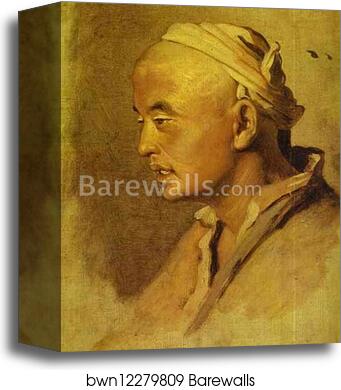 Head of a Kirghiz. Study by Vasily Perov, Canvas Print