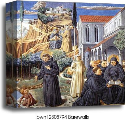 The Parable of the Holy Trinity and the Visit to the Monks of Mount Pisano by Benozzo Gozzoli, Canvas Print