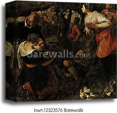 Adoration of the Shepherds. Detail by Jacopo Robusti, Called Tintoretto, Canvas Print