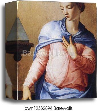 Annunciation (right panel). Detail by Agnolo Bronzino, Canvas Print