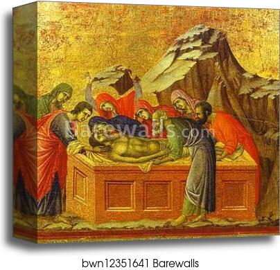 Maestà (back, central panel) The Entombment by Duccio Di Buoninsegna, Canvas Print