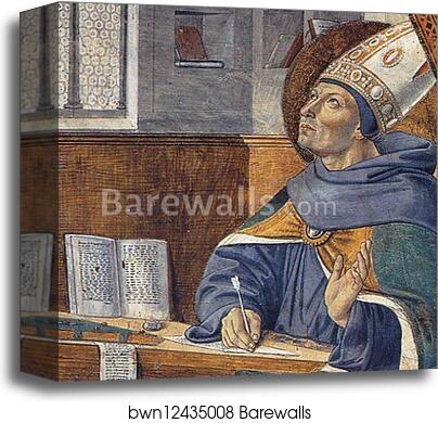 St. Augustine's Vision of St. Jerome. Detail by Benozzo Gozzoli, Canvas Print St. Augustine's Vision of St. Jerome. Detail by Benozzo Gozzoli, Canvas Print
