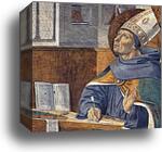 St. Augustine's Vision of St. Jerome. Detail by Benozzo Gozzoli, Canvas Print