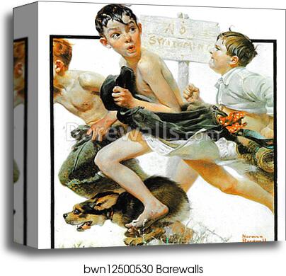 No Swimming by Norman Rockwell, Canvas Print
