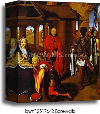 The Adoration of the Magi. Detail by Hans Memling, Canvas Print