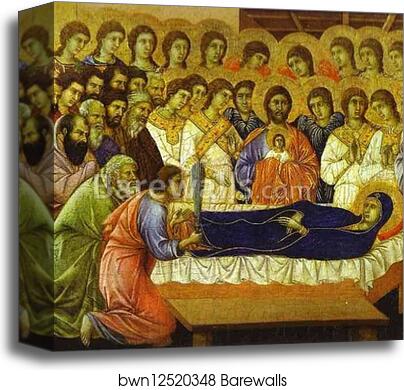 Maestà (front, crowning panels) The Death of the Virgin by Duccio Di Buoninsegna, Canvas Print