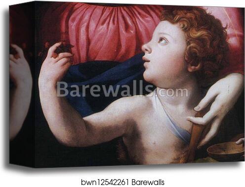 The Madonna and Child with the Infant St. John the Baptist and a Saint. Detail by Agnolo Bronzino, Canvas Print