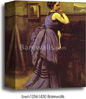 Woman in Blue by Jean-Baptiste-Camille Corot, Canvas Print