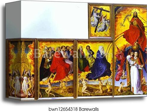 Beaune Altarpiece, interior showing the Last Judgment by Rogier Van Der Weyden, Canvas Print