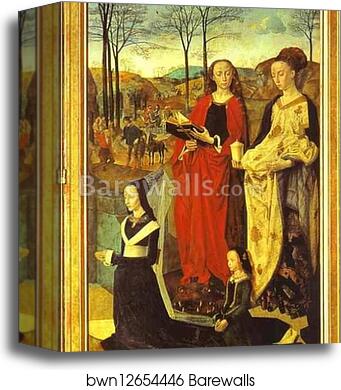 Maria Baroncelli with Her Daughter Margarita and SS. Margaret and Mary Magdalene. The right panel of the Portinari Altar by Hugo Van Der Goes, Canvas Print