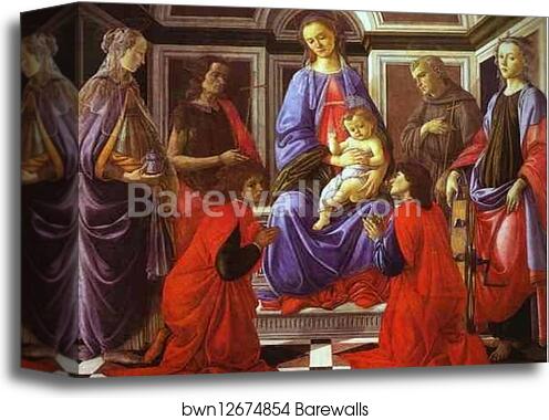 Madonna and Child with Six Saints by Alessandro Botticelli, Canvas Print