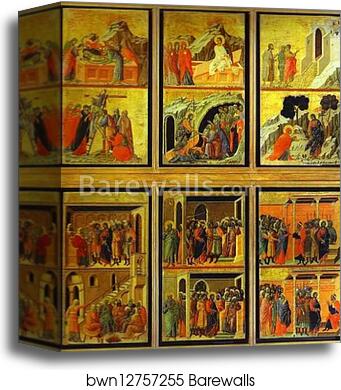 Maestà (back, detail of the central panel) by Duccio Di Buoninsegna, Canvas Print