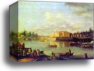 View on the Kamennoostrov Palace through Bolshaya Nevka from the Stroganov Seashore by Semion Shchedrin, Canvas Print