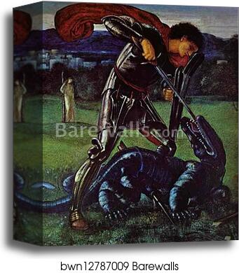 St. George and the Dragon by Sir Edward Coley Burne-Jones, Canvas Print
