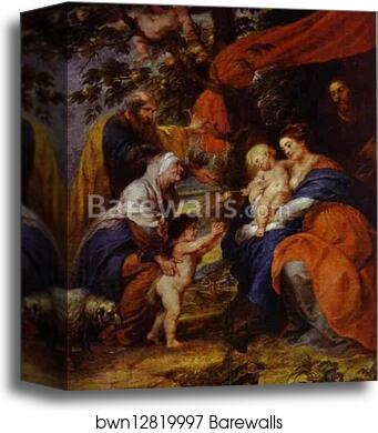 The St. Ildefonso Altar (outer wings). The Holy Family under the Apple-Tree by Peter Paul Rubens, Canvas Print