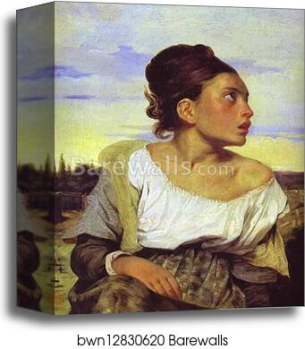 Girl Seated in a Cemetery by Eugène Delacroix, Canvas Print