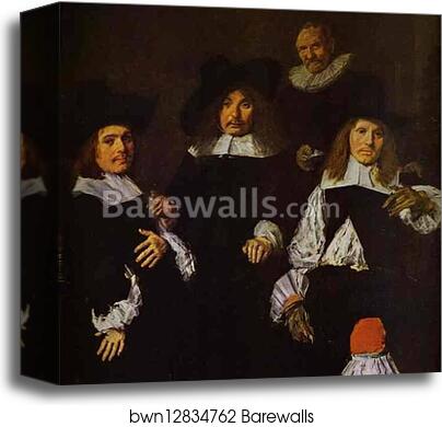 The Governors of the Old Men's Almhouse at Haarlem. Detail by Frans Hals, Canvas Print