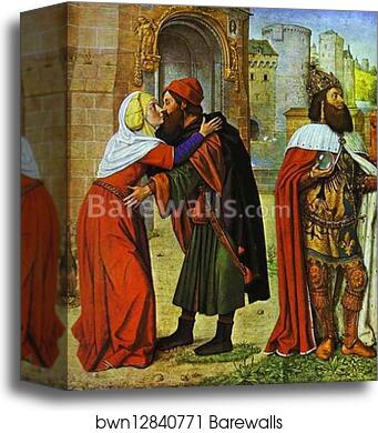 Meeting at the Golden Gate by Jean Hey, Master Of Moulins, Canvas Print