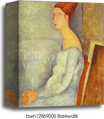 Portrait of Jeanne Hébuterne in Profile by Amedeo Modigliani, Canvas Print