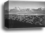 Mt. Moran and Jackson Lake from Signal Hill, Grand "Teton National Park," Wyoming.  Photographs of National Parks and Monuments, compiled 1941 - 1942, documenting the period ca. 1933 - 1942 by Ansel Adams (1902-1984), Canvas Print