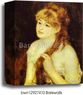 Young Woman Braiding Her Hair by Pierre-Auguste Renoir, Canvas Print