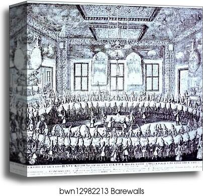 The Wedding Feast of Peter I and Catherine in the Winter Palace of Peter I in St. Petersburg on February 19, 1712 by Alexey Zubov, Canvas Print