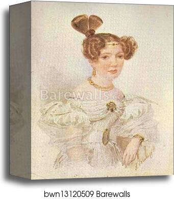 Portrait of a Young Woman in White by Alexander Brulloff, Canvas Print