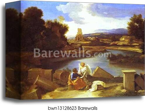 Landscape with St. Matthew by Nicolas Poussin, Canvas Print Landscape with St. Matthew by Nicolas Poussin, Canvas Print